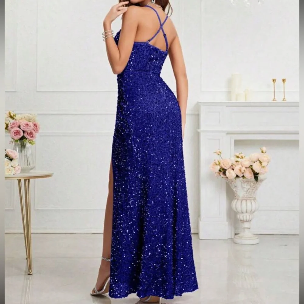 Luxe slit thigh party formal evening dress - Picture 5 of 7